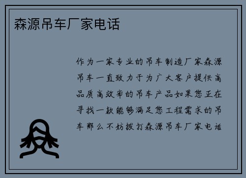 森源吊车厂家电话